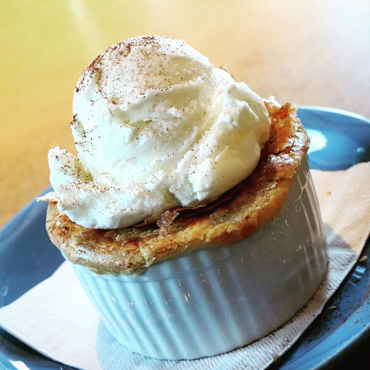 Strawberry Rhubarb Pie: house made, topped with vanilla ice cream &amp; a delicious way to finish off a $20 three course dinner. 
#MakeUsYourLocal #yyj #VictoriaBC #yyjfood
