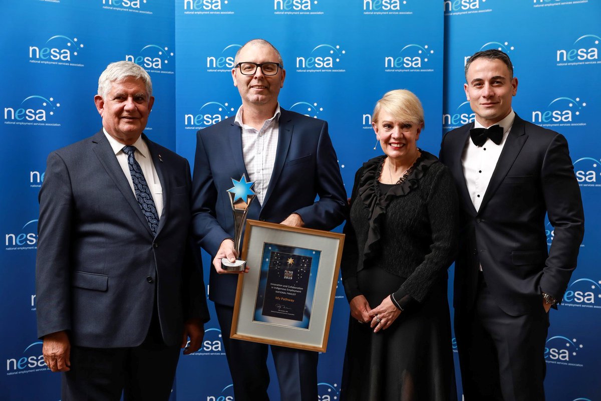 My_Pathway's tweet photo. My Pathway & our amazing joint venture-partners in the Cape, Gulf, Torres
Strait & NT are #winners of #NESAAwards2019 for Excellence in
Innovation & Collaboration in Indigenous Employment category!! #changinglives #nesaconf19 #tsra #niaa #develop_connect_grow @pmc_gov_au @nesa01 https://t.co/9XCS20hCzE