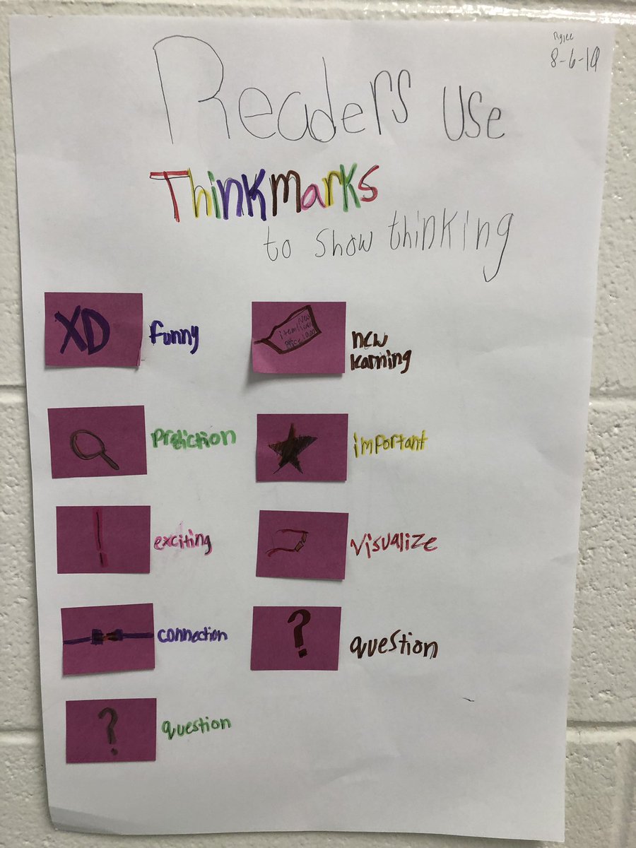 JulezRulez71's tweet photo. @inmaneagles readers from K-5  are learning to use “thinkmarks” to indicate thinking during the reading process and enhance comprehension. They are smart cookies 🍪 🍪! @fcboe #thinkmarks #excellenceandcreativity #elementaryreading #readingstrategies https://t.co/TQGq5J05eM