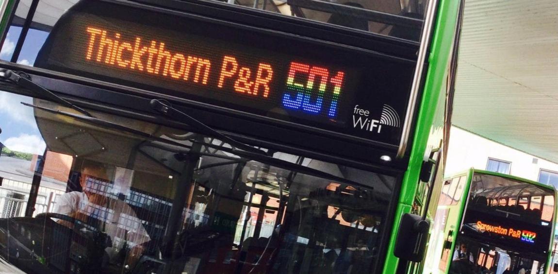CatherineC0urte's tweet photo. A bus driver has been suspended for refusing to carry passengers on a vehicle *adorned* with Pride decorations because it "promotes homosexuality", reports the Telegraph. Adorned? It had a rainbow number. No stickers. Not wrapped. No ads. Adorned! https://t.co/H6wXT9J5Fk