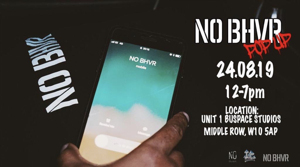 Dirtywingman1's tweet image. NO BHVR pop up, Come get your exclusive Men’s n Ladies drops 24th Aug a day before Carnival.... Location: 
Unit 1 Buspace studios 
Middle row 
Ladbroke Grove
W10 5AP
12pm - 7pm 
#nobhvr #nobehaviour #itsnotaphase #popupshop #exclusive #carni #vibes #love #london