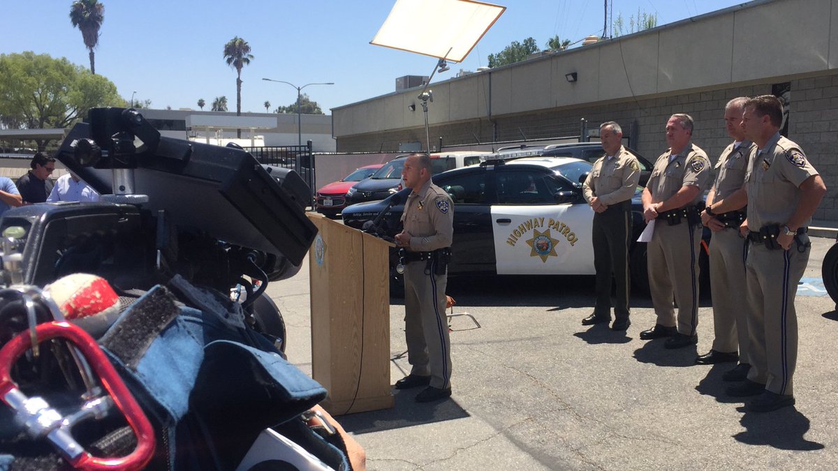 CraigFiegener's tweet photo. “There are no routine stops, as this incident proves,” says @CHPInland, about yesterday’s murder of a CHP officer during a Riverside traffic stop.  #chpriverside https://t.co/ePlOcIjvlu