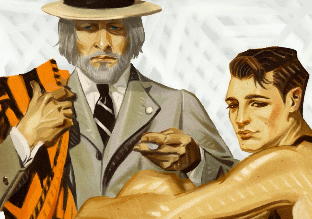 bigDBHenergy's tweet photo. it's finally done!!! another one for the "Classical Painting Hankcon" series, inspired by the illustrious J. C. Leyendecker!

(is it just me or does this one gives off some strong Mob AU vibes 🤔)
#hankcon #rk800 #hankanderson https://t.co/8RfRmHEmyG