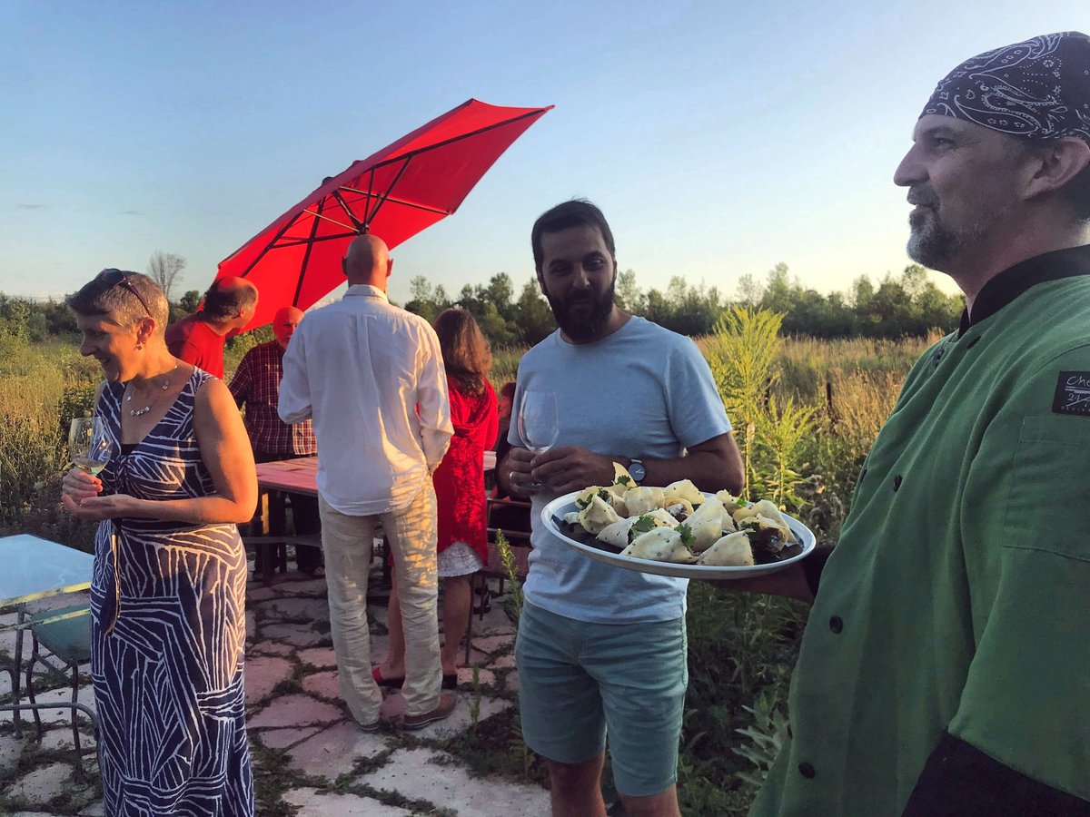 StannersWines's tweet photo. Another shot from our fabulous dinner 🥂🌿 Appetizers on the patio!

#patioseason #winemakersdinner #princeedwardcounty #PECwineries #visitthecounty #stannersvineyard https://t.co/wbbj9SiKOi