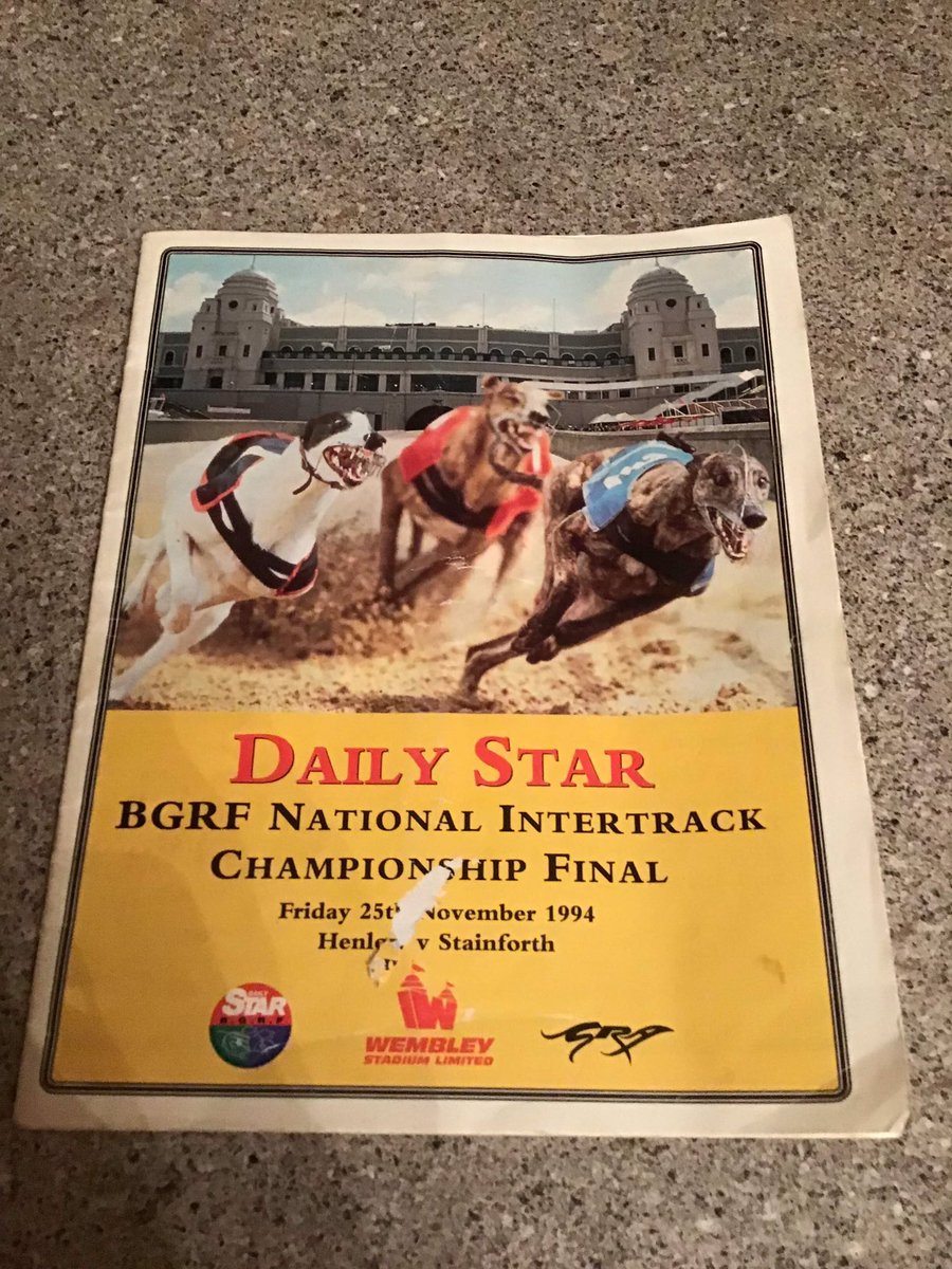 DaveATBranch's tweet photo. My first & only visit to Old Wembley Stadium was to watch my local track Stainforth (@donnydogs) with my mum & dad when I was 9 years old in the BGRF National Intertrack Final! #GreyhoundRacing #Wembley https://t.co/AcDXWYGSPF