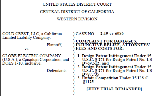 2WitDesign's tweet photo. Recent #designpatent infringement case. With this filing strategy, is attention unnecessarily (and possibly undesirably) drawn to the lines claimed in the '735 patent (and disclaimed in the '512 patent)?  Would the Plaintiff have been better off with only the '735 patent? https://t.co/612SXaxGKw