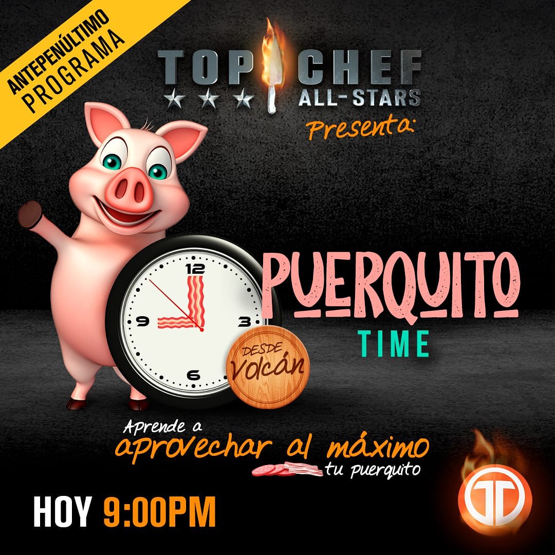 TopChefPa's tweet photo. 🏞 HOY en el ANTEPENÚLTIMO programa de Top Chef All-Stars tenemos un #PuerquitoTime 🐷  en el que aprenderás a cocinarlo muy bien 😉 #TopChefPA 🔥🔪 https://t.co/jiCMxFjuXI