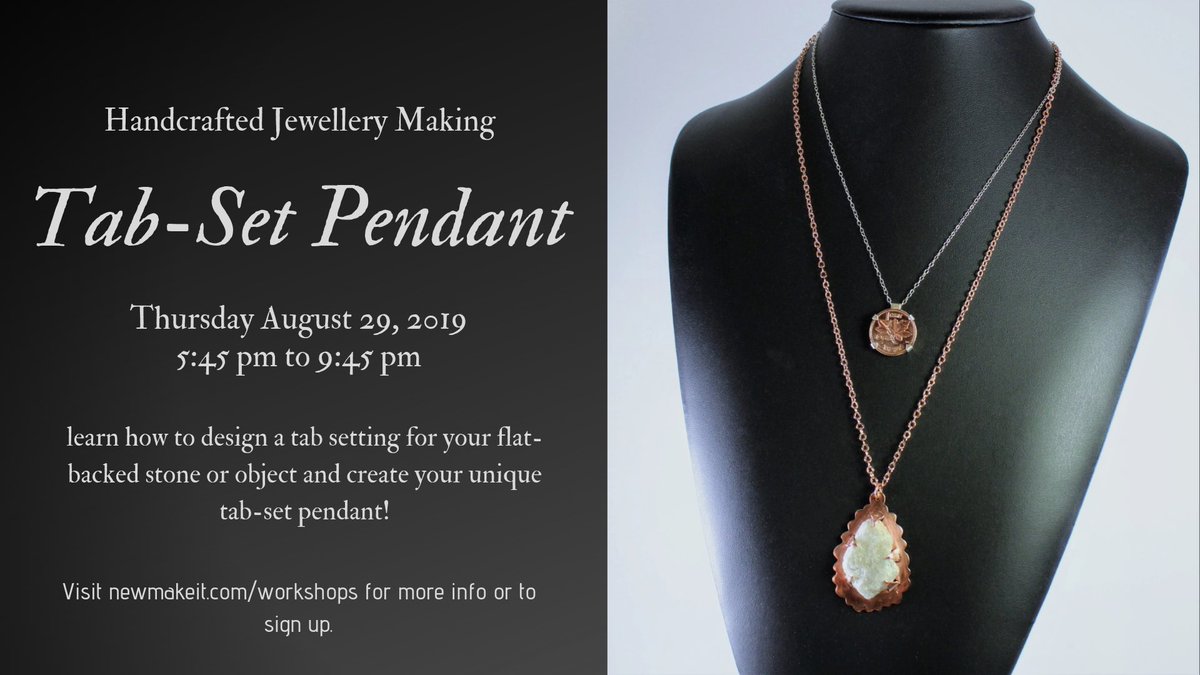 Come get crafty at our Tab-Set Pendant workshop on August 29th! Sign up today! 💎 #workshop #making #makersgonnamake #newmakeit #jewellery #tabsetpendants #crafts