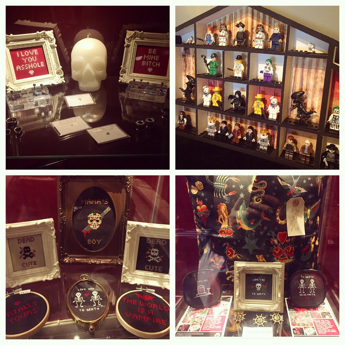 PieInTheSky2014's tweet photo. For all your gothic &amp; horror home decor needs, visit the @LandAhoyTattoos pop-up shop where you can get your hands on my goth-stitches &amp; creepy cushions, as well as awesome art by their talented tattoo artists ☠️🖤💉

#tattoo #horror #Halloween #goth #alternative #homedecor https://t.co/QyiIehcGY1