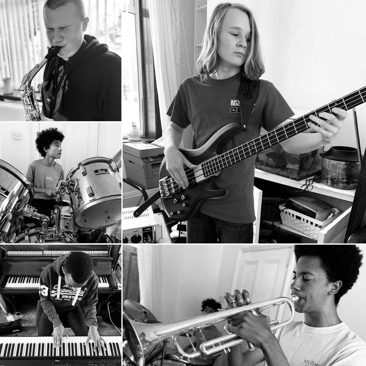 Introducing our new band member, bass player Dougie Hill! We’ve all been rehearsing hard today ready for our gig <a href="/SilvershineJazz/">SilvershineJazzClub</a> on Thrusday!