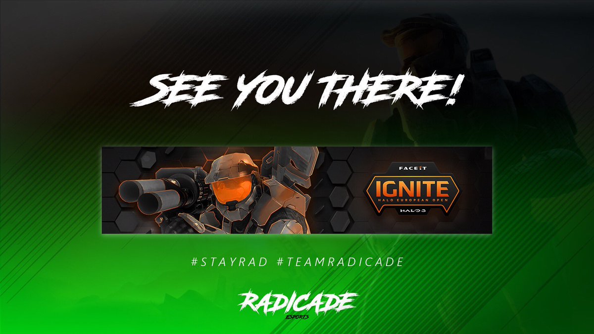 RadicadeEsports's tweet photo. This weekend! 👀 #Halo 

Follow our Team:
- @xL3G3ND6 (C)
- @n3drum 
- @VFL_neji 
- @ZantyDesigns 

Are you attending? 👋 @FACEITHalo 

#TeamRadicade #StayRad #Esports https://t.co/y4Lv6VKd1Z
