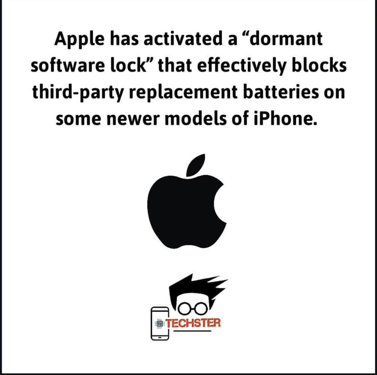 RealToReelGlob1's tweet photo. #reeltechtips You can only replace your battery in official Apple service center in future.
. . 
 😎📱💻
.
#apple #applenews #lock #battery #replacement #tech #beingtechster #instatech #Technology #news #technews #instanews https://t.co/JjSZ8aWqNx