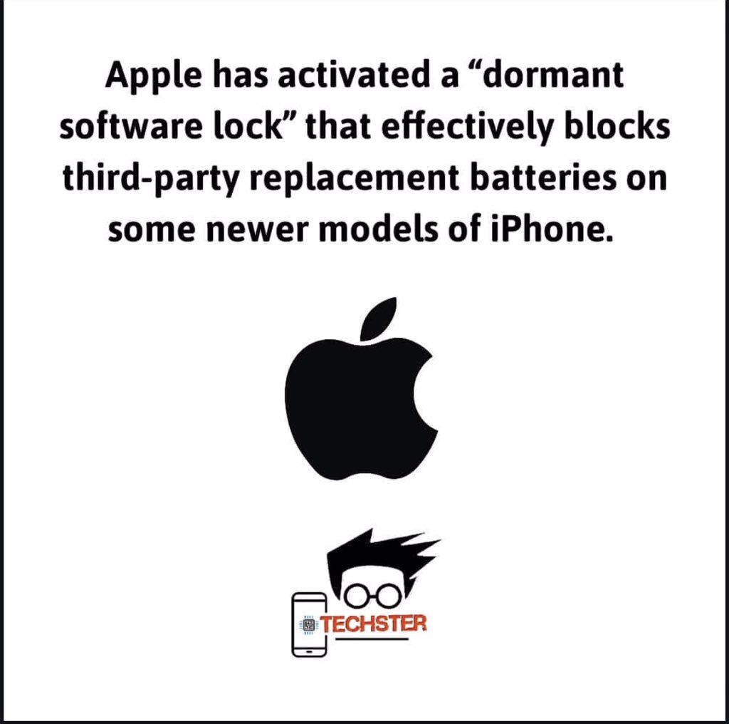 betteryouthlive's tweet photo. #reeltechtips You can only replace your battery in official Apple service center in future.
. . 
 😎📱💻
.
#apple #applenews #lock #battery #replacement #tech #beingtechster #instatech #Technology #news #technews #instanews https://t.co/lCgLwnXefZ