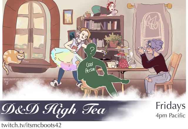 mcboots42's tweet photo. This week on #DnDHighTea, join the cast of #CelticNot for a hangout and #AMA! 

Featuring up to 5 of my favorite lexiconvicts and crafty crafters: @dahctor, @shinybatgirl, @therealaelora, @kaldrenon, and #FancyGreg.

https://t.co/ABkHzhg5LQ | 4pm PST https://t.co/XLujUiTqcb