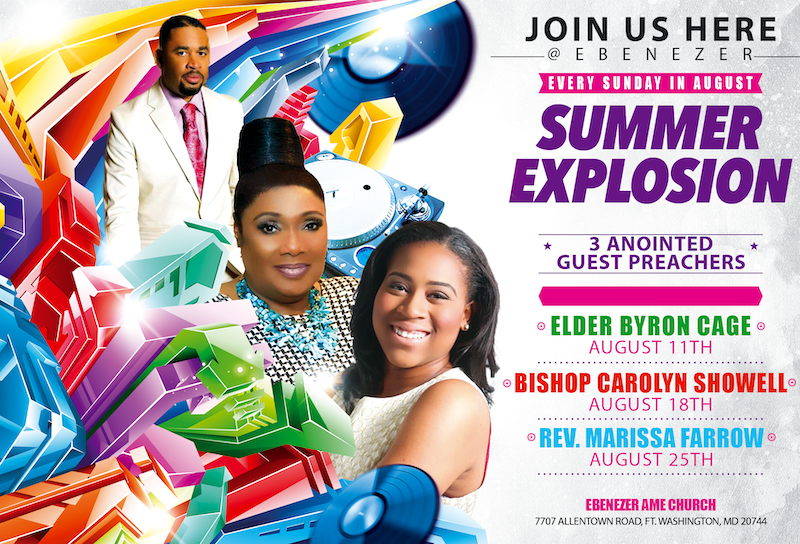 EbenezerAME's tweet photo. #SundayMorning | Join us EVERY Sunday in August for Summer Sunday Explosion. Remaining guest preachers include:
🔥Bishop Carolyn Showell, Sun., Aug. 18th
🔥Rev. Marissa Farrow, Sun., Aug. 25th.
It’s an explosion in the Word you don’t want to miss! #SundayExplosion #MyEbenezer https://t.co/R4YJBigKOE