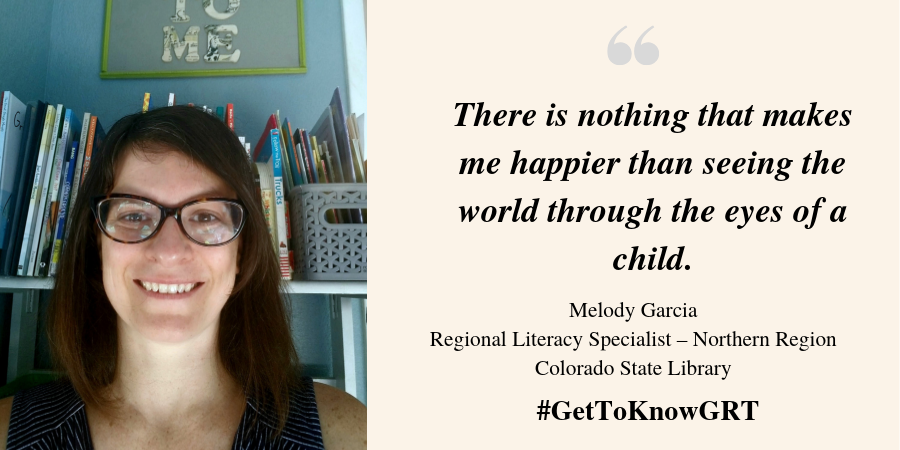COStateLibrary's tweet photo. "Earlier truly is easier. And libraries can play a pivotal role in ensuring that all children [...] have the opportunity to engage in meaningful early learning experiences."

#GetToKnowGRT Melody Garcia, Regional Literacy Specialist https://t.co/97OTcJkSgB https://t.co/WTurmi2MZV