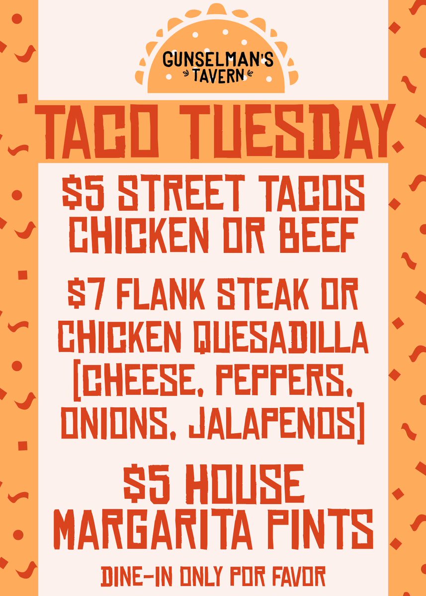 GunselmansTav's tweet photo. Taco Tuesday is fun in the Summer-Get yer taco/margarita on!
#TacoTuesday #tacos #tacoscle #cletacos #cleveland #FVP #thisiscle #clevelandgram #clefood #cleveland #cle #tacotourcle #foodgasm #tacotuesday #taco #margarita #tequila @clevelanddotcom @thepressurelife @ClevelandScene https://t.co/SEc8BHjoBV