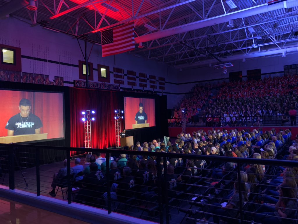GCCA_PHX's tweet photo. Jose did a great job talking about purpose at GCISD’s Convocation 2019! #PhoenixFierce #WeAreGCISD https://t.co/8oGP23KGqi