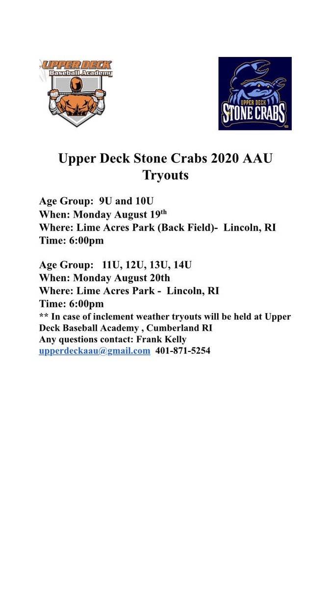 UDSTONECRABS's tweet photo. WHY UPPER DECK AAU

All players get UD membership 

GLG Workout facility on site 

Single team practices

Access to instructors 

Communication with players and parents. 

New this year!! UD is adding HitTrax.   
Train where the pros train! @Upperdeck401 @GLargeG https://t.co/a9lUIHgxII