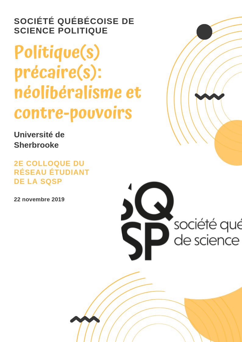 SQSP_'s tweet photo. Anciennement le CRESP, le Réseau étudiant de la #SQSP lance son deuxième appel à communications pour le colloque étudiant 2019!!

Date limite: 15 octobre 2019

#colloque #sciencepo #politique #polqc #polcan #précarité #politiquesprécaires #appel https://t.co/scvlQCB8dL