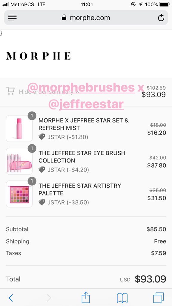 MakeupTimeNana's tweet photo. I order this collection so fast I forgot to select two days shipping 👏🏻👏🏻👏🏻 but in cases like these shipping don’t matter !@JeffreeStar @MorpheBrushes https://t.co/R0ycHAPB6b