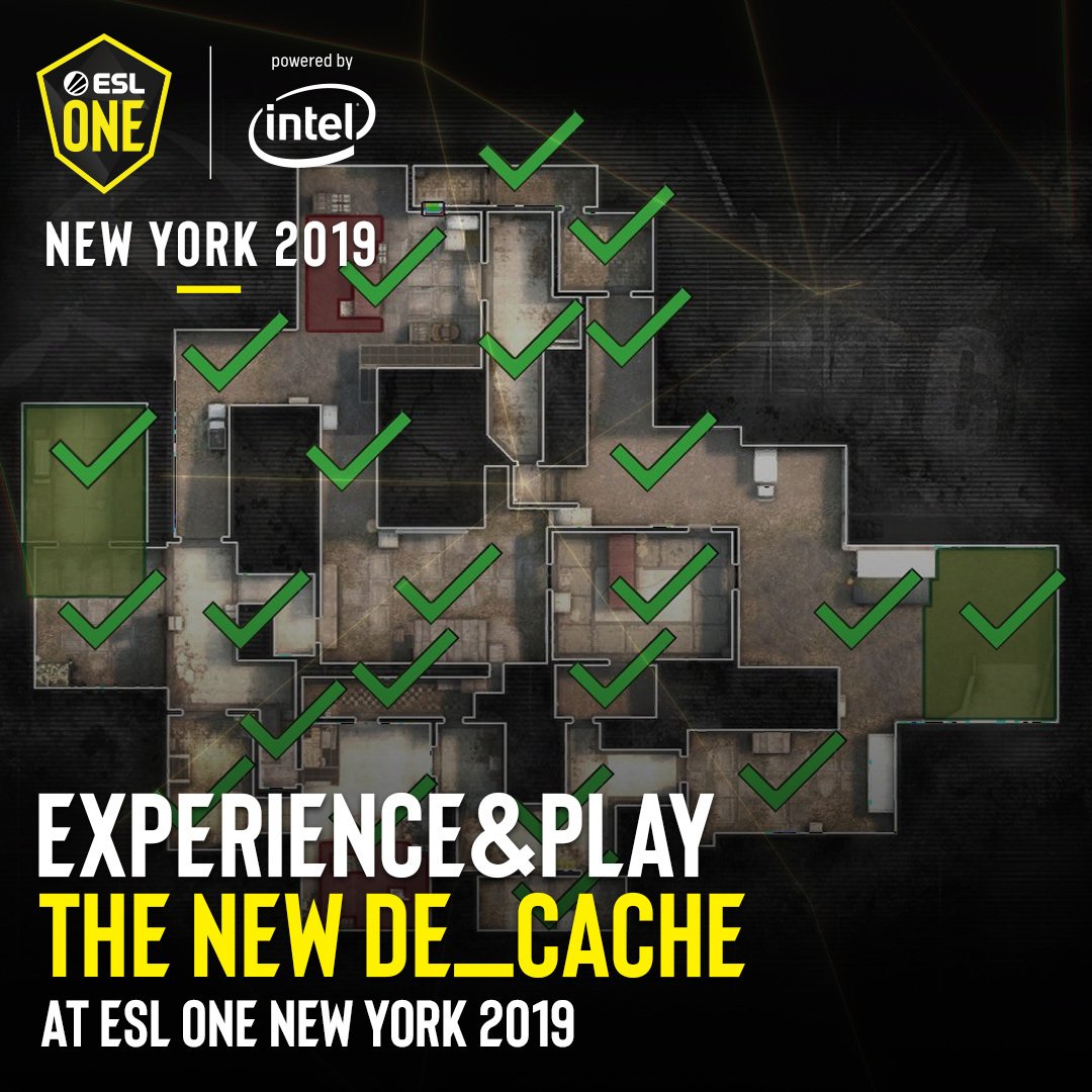 Coming to #ESLOne New York 2019: the newly updated de_cache! 🍎 Play it on-site and experience it before anyone else with your ticket: esl.gg/Play_de_cache