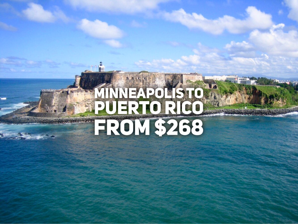 CheapFlightGuy's tweet photo. #CheapFlightGuy #DailyDeal - #Minneapolis to #SanJuan #PuertoRico from $268 round trip

See https://t.co/Vs4SgxnmFe for details

#CheapFlights #TravelDeals #MSP #SJU https://t.co/H4YG7hRboa