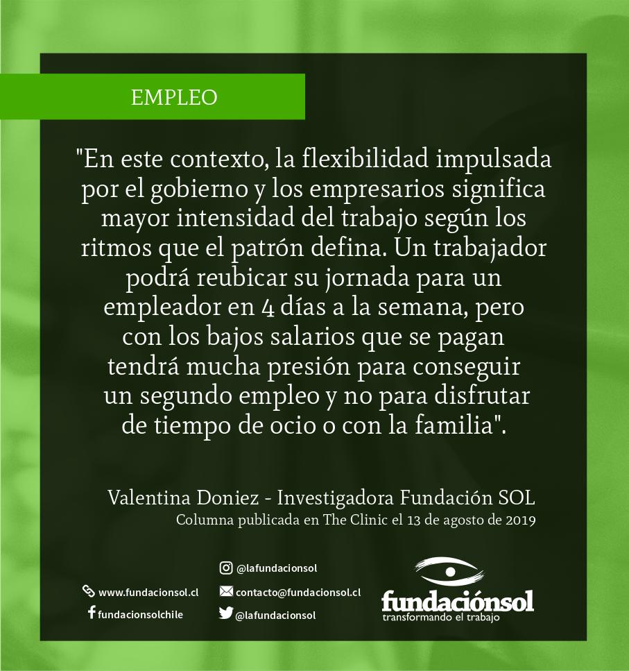 lafundacionsol's tweet photo. Flexibilidad laboral ¿Pero a medida de quién? ¿Quién definirá la intensidad y los ritmos? ¿Qué capacidad tienen los trabajadores para negociar individualmente su jornada con el empleador? Las preguntas de nuestra nueva columna, publicada en @thecliniccl 
https://t.co/5xeDB0iHEq https://t.co/uidsx2Lpmi