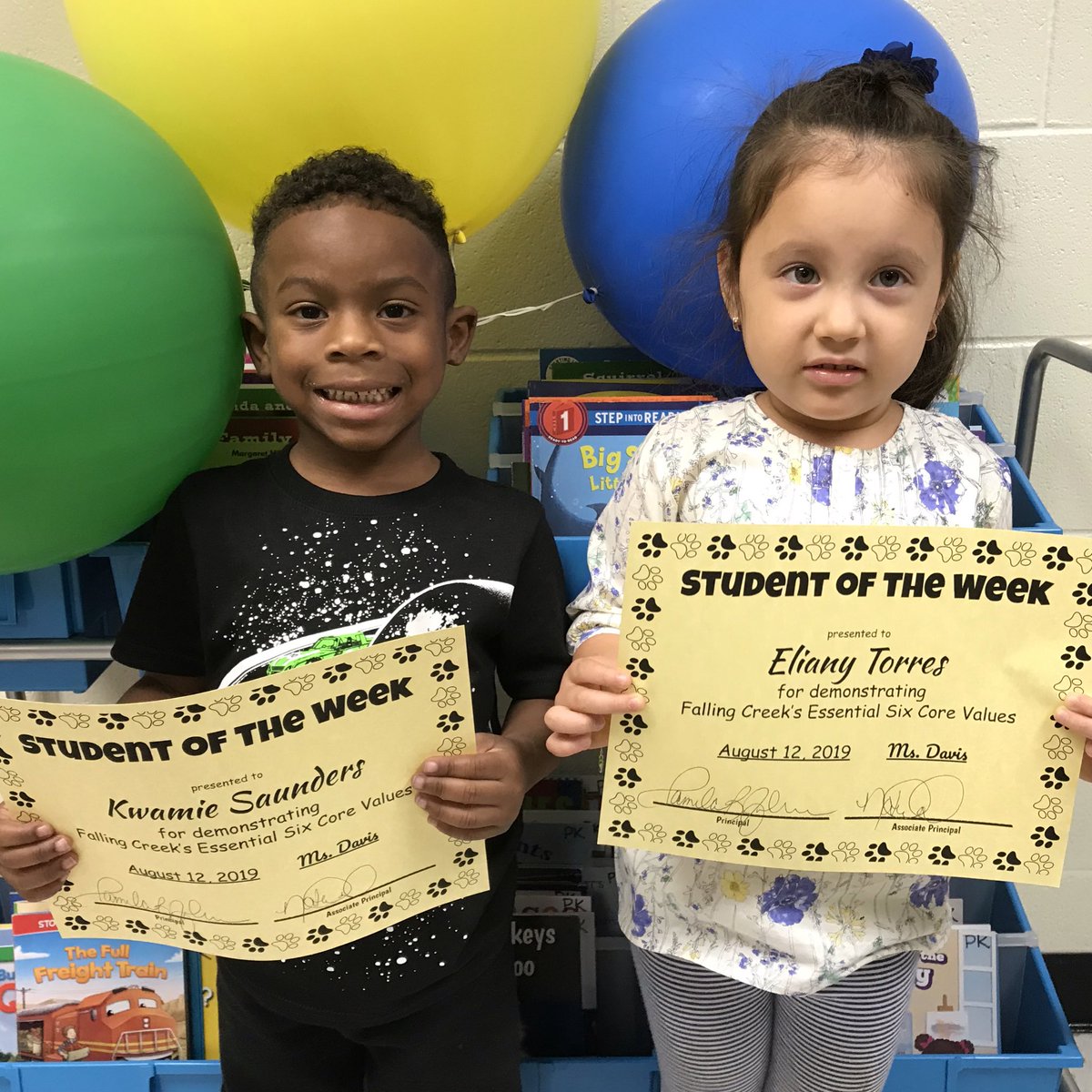 davis_fam's tweet photo. So proud of these students for exhibiting our Essential 6 &amp; were named Student of the Week for #MrsDavisPreK @Falling_CreekES #oneccps https://t.co/rI9IH9m2HZ