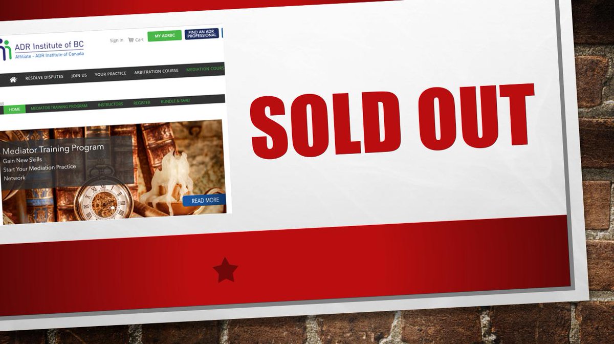 ADR_BC's tweet photo. If you were planning to take the @ADR_BC National Introductory Mediation Training this year, we're sorry to say that it's sold out. 
Visit us for other trainings and for next year calendar soon!
#ADR #mediation #arbitration #ADRBC #conflictresolution https://t.co/xWJ8pCbOAC