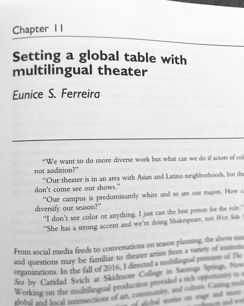 KriolaMama's tweet photo. Look what arrived! Proud 2 B in #CASTINGAMOVEMENT eds. Claire Syler & Daniel Banks on casting/access/representation. My chapter=case study of multilingual premiere of #theorphansea by @Csvich. #athe2019 @BlackTheatreAs1 @skidmorecollege @skidmoretheater #multilingualtheatre https://t.co/sLLt3ZP3gI