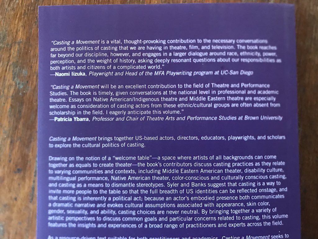 KriolaMama's tweet photo. Look what arrived! Proud 2 B in #CASTINGAMOVEMENT eds. Claire Syler & Daniel Banks on casting/access/representation. My chapter=case study of multilingual premiere of #theorphansea by @Csvich. #athe2019 @BlackTheatreAs1 @skidmorecollege @skidmoretheater #multilingualtheatre https://t.co/sLLt3ZP3gI