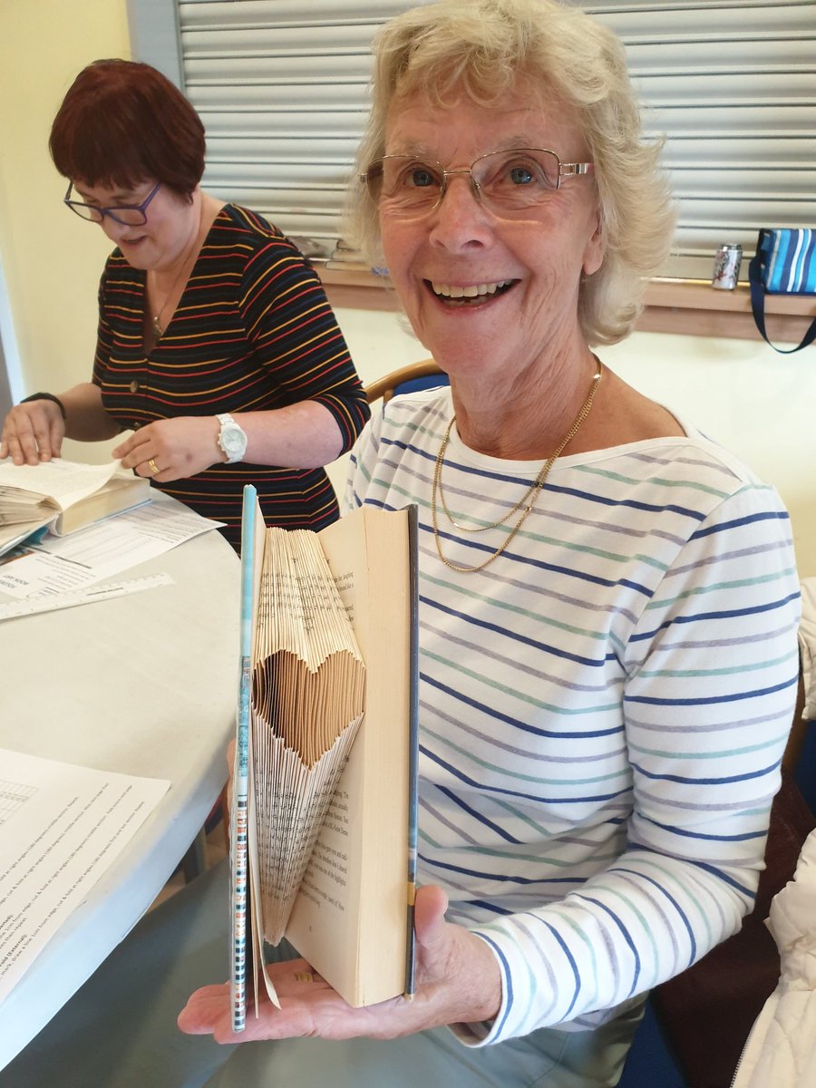 TheBookSurgeon's tweet photo. Folded Book Art workshop at Lavenham library with the Book Surgeon &amp; Sculptor  @BuryLibSuffolk @HadleighLibrary @HalesworthLib @HaverhilLibrary @LowestoftLib https://t.co/oUnNeItS8m