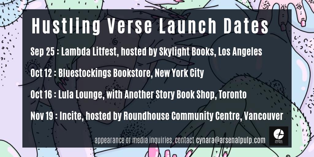 Our Fall anthology launches are unfolding! Big hustlers' love to @LambdaLiterary @skylightbooks @bluestockings @AnotherStoryTO @lulalounge @VanWritersFest @RoundhouseCC @Arsenalpulp for being our upcoming literary hosts. More details soon, dearests.