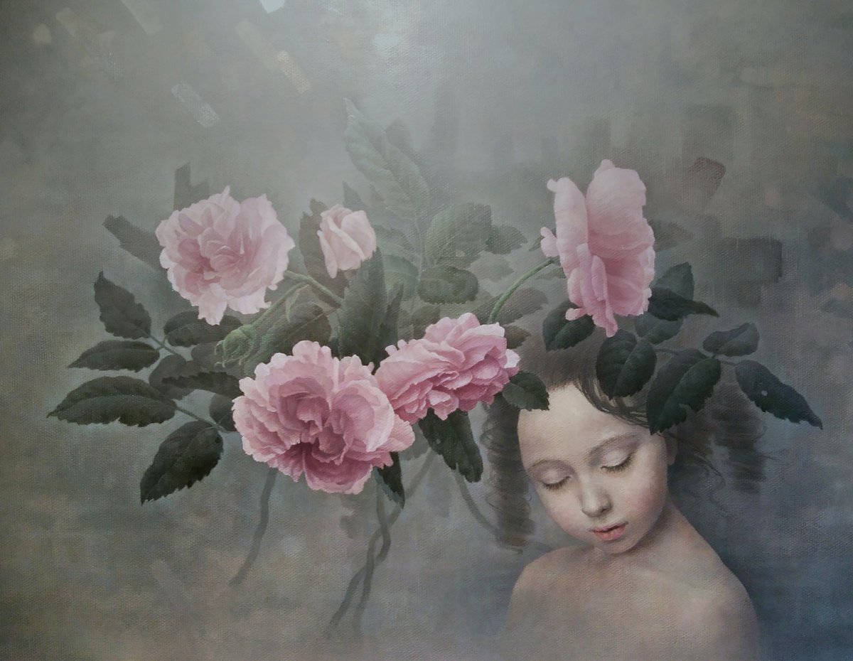 Yuki Toyonaga 豊永侑希 A Twitter 幻想的な絵画は写実 現実 的であればあるほど幻想性が増すというパラドックスがないでしょうか 夏がほんとに苦手で溶けそうになりながらもなんとか完成 したつもり 油彩画