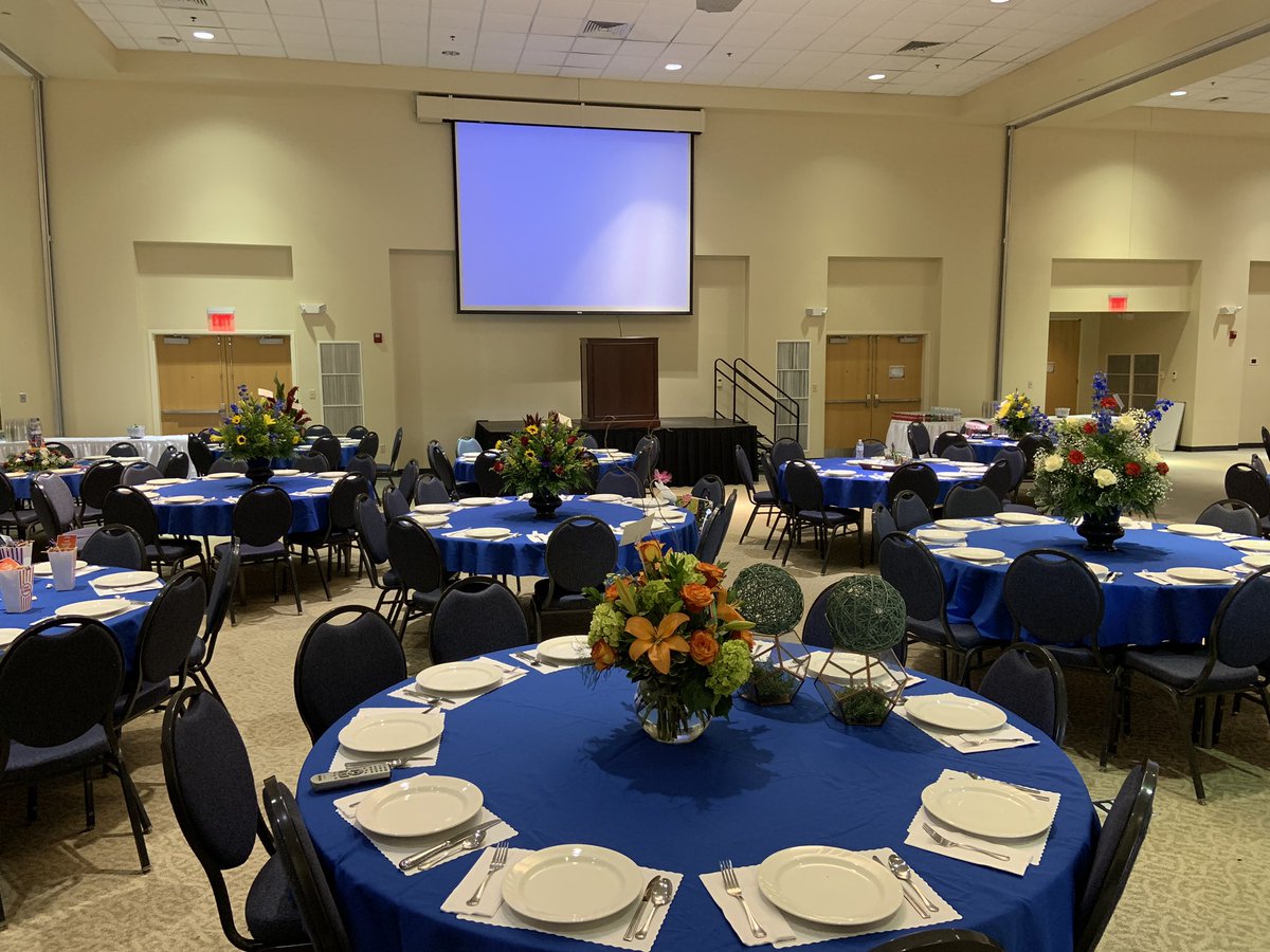 DrT_MoCoSuper's tweet photo. @MCSisBest Opening Day Breakfast 2019 for staff is tomorrow morning. We are so blessed to have the support of our entire community. Each table and centerpiece is sponsored by a different community business/organization. #WelcomeBackMoCo https://t.co/WODgPxB6Y1