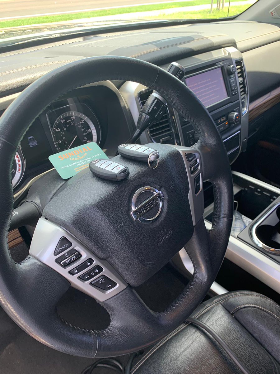 TempeLockShop's tweet image. 2017 #Nissan Titan XD - Add New #IntelligentKey.
• Same Day Service.
• Original #OEM.
• Programming Nissan Intelligent Key with remote start via #SmartPro by Advanced Diagnostics.
• Cutting Nissan emergency key via 3D Xtreme S Key Machine by Laser Key Product.
#tempe #arizona