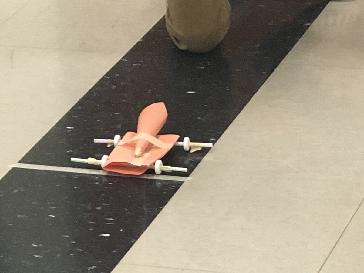 AmsCalloway's tweet photo. Puff mobiles to drive home engineering design. Wind powered vehicles created using straws, paper, tape and life savers. Students have figured out failure is ok as long as we keep trying. #tweetcher @StarkvilleSD #STEM https://t.co/tLnRh7EejY