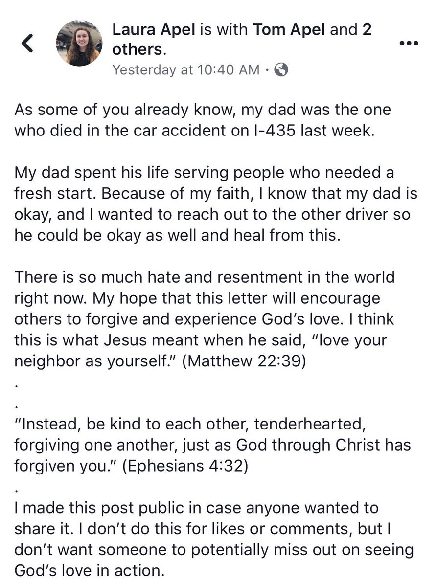 carolineapel's tweet photo. My sister wanted me to share this with you all. She would really appreciate it if you would retweet/ send this to people to spread the message of forgiveness to others. https://t.co/xiHHkVxsUC