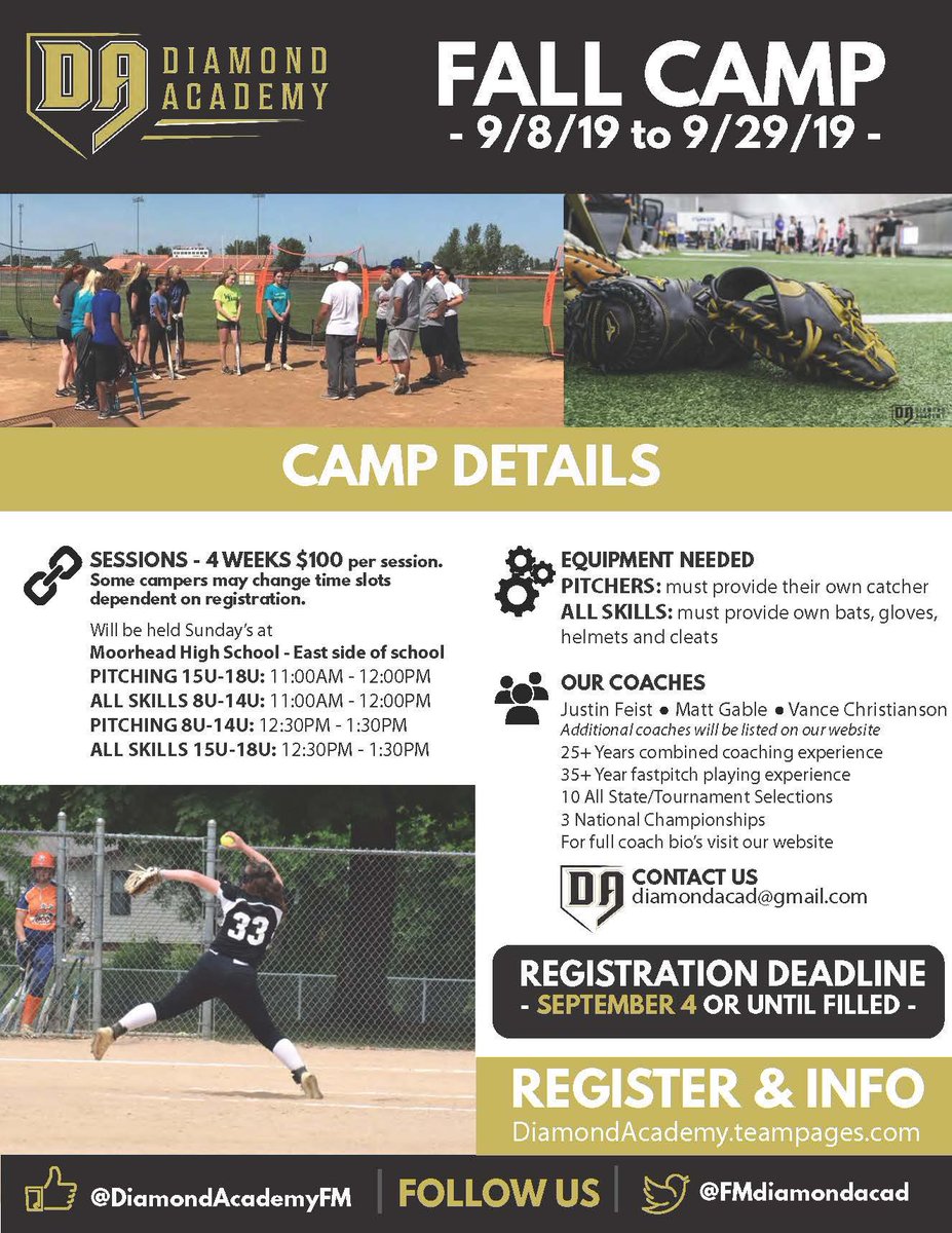 DakotaSelectsSB's tweet photo. Our Fall Camp is open and ready for Registrations! Use your off-season to work on perfecting your game with us this upcoming Fall. #PlayerDevelopment #GrowTheGame #DAfastpitch https://t.co/P4mJTAAcMu