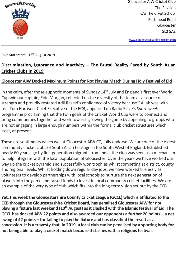 Gloucester AIW CC tweet media