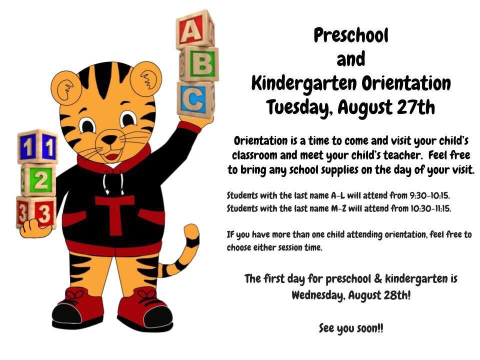 Important - Preschool &amp; Kindergarten Orientation Times #tpsprepares