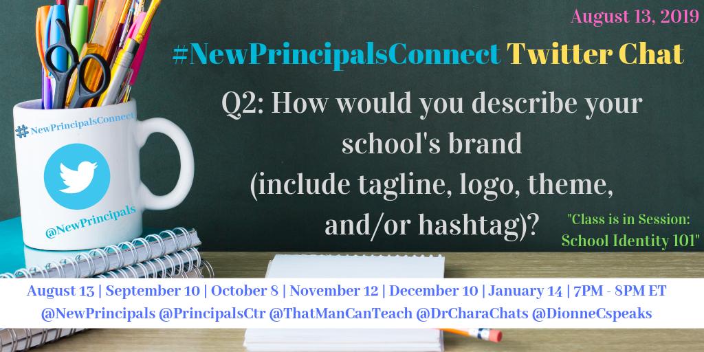 NewPrincipals's tweet photo. 📝: Q2: How would you describe your school's brand (include tagline, logo, theme, and/or hashtag)?

⏰”Class is in Session: School Identity 101📚”
#NewPrincipalsConnect👥 @NewPrincipals @PrincipalsCtr @ThatManCanTeach @DrCharaChats @DionneCspeaks https://t.co/zwlhkzCZg7