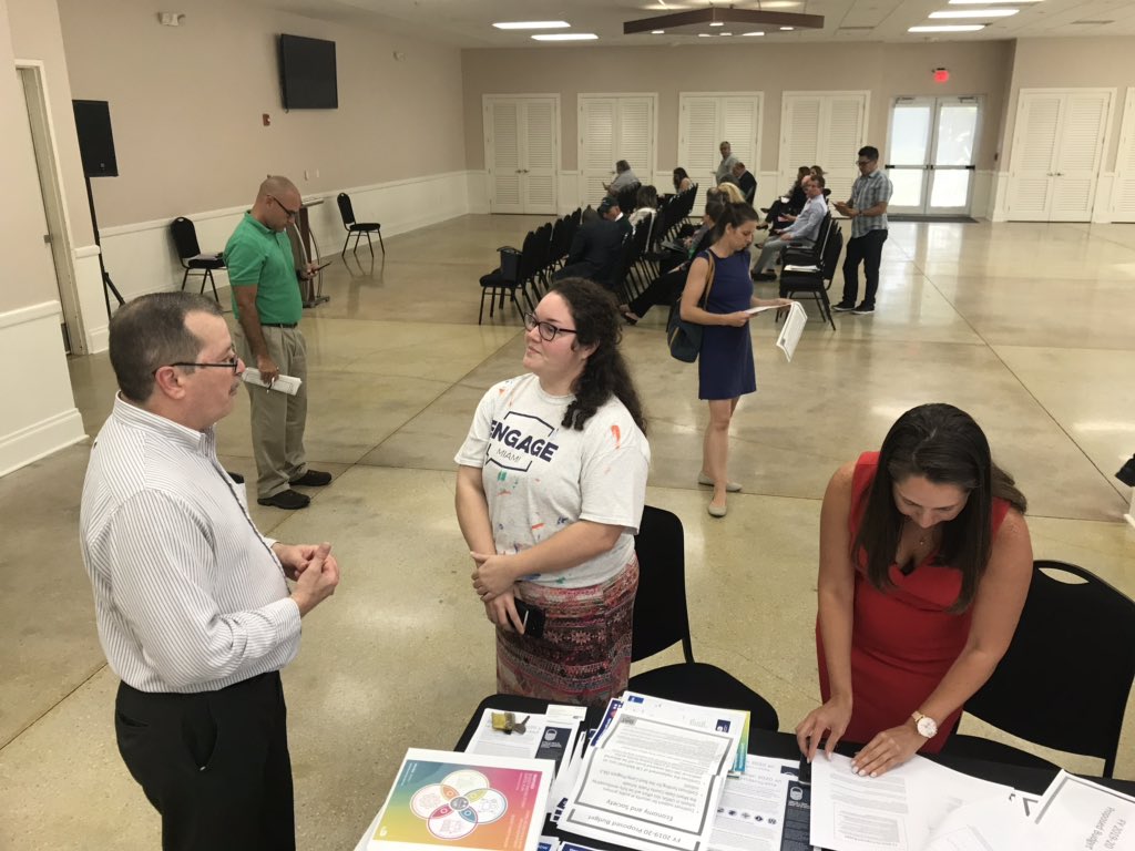 doug_hanks's tweet photo. Only one resident showed up for tonight’s county budget hearing in Hialeah. Maryan Firpo, representing Engage Miami, is getting one-on-one briefings from Miami-Dade administrators on questions she has. https://t.co/49SpZBsHzG