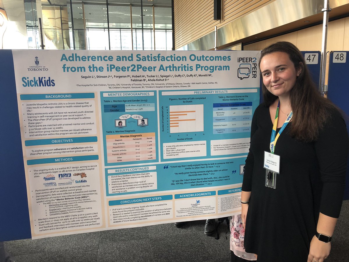 jodeeheard's tweet photo. So proud to see @laurynseguin_ research poster today at @SickKidsNews Summer Research Symposium on adherence & satisfaction outcomes from the #iPeer2Peer arthritis program. Many thx to @DrJenStinson and her team at the #iouch lab. https://t.co/LTMbbRhbN4