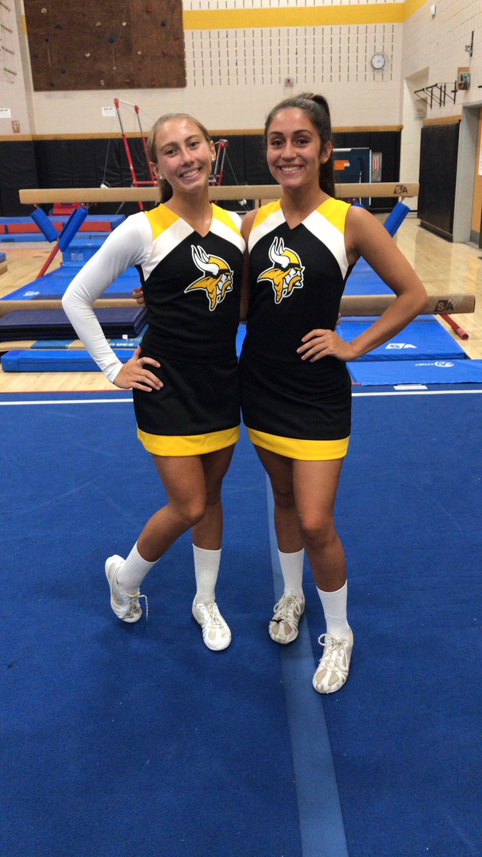 SBHSCheer's tweet photo. Uniform Reveal! Thank you so much @VarsityFashions @vsfSami for our brand new game day AND competition  uniforms. We LOVE them! 🖤💛 #SBVC #newunis #2020vision https://t.co/o2hLCuKGb8