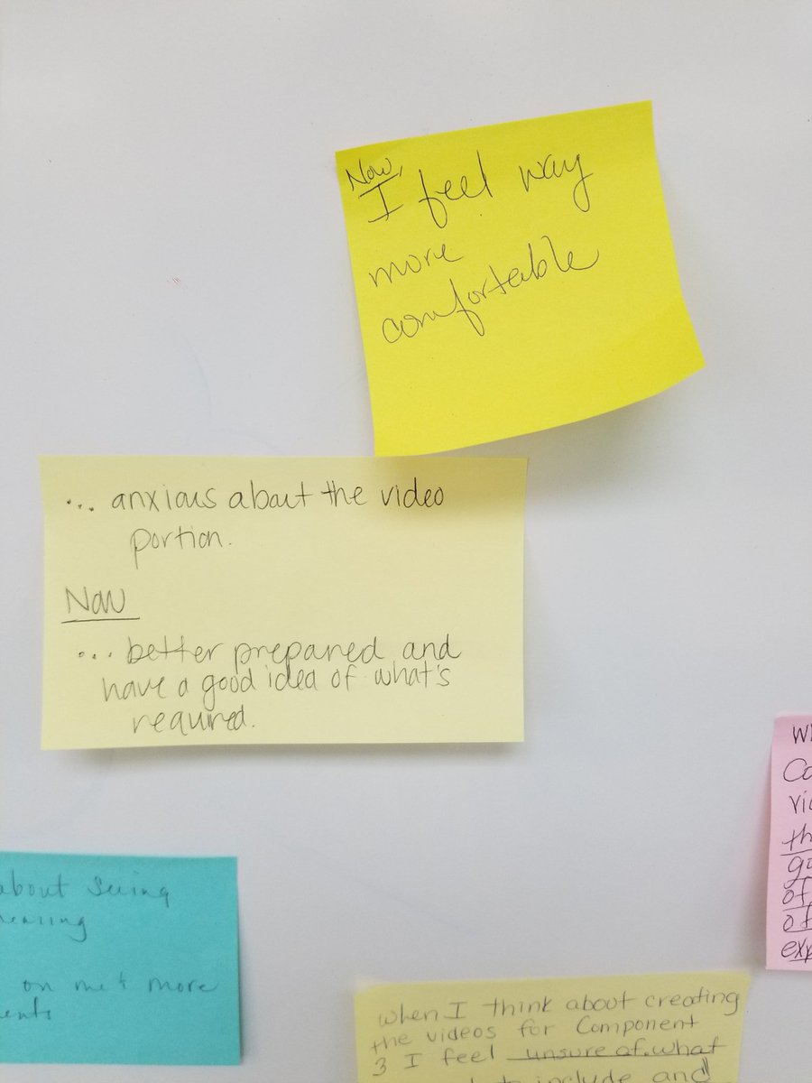 kostreeva's tweet photo. Day 2 of Jump Start. PM session's exit ticket, "Now how do you feel about Component 3?" (the dreaded video one). @SuperMissusK @aparsons215 https://t.co/n5avy4glYY
