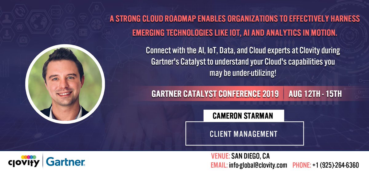 ClovityInc's tweet photo. Have you seen us today? If you're attending #gartnercat in sunny San Diego, click here to schedule a time to connect with us: https://t.co/d28vgQclDx We'd love to talk with you about the importance of a strong #digital foundation.
#gartnercatalyst #sandiego #IoT #datasecurity https://t.co/MLlhj1tUge