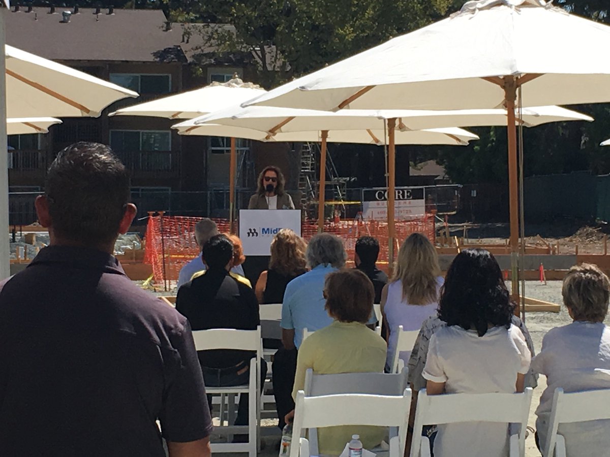 MidPenHousing's tweet photo. "We've zoned to increase our city's housing stock by 50%. So, to other Bay Area cities out there we say 'Tag, you're it!'" @mtnviewcityhall Mayor @lmatichak at the #WallRaising for a @MidPenHousing  #affordablehousing community in Mountain View. Thanks for your leadership, Mayor! https://t.co/2hV6PNohtE
