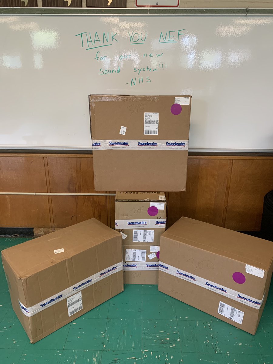 Look what arrived today! Thank you <a href="/NutleyEf/">Nutley EF</a> for this grant to the NHS instrumental program. We can’t wait to get this sound system and recording equipment up and running! 🔉🎼🎧🎤